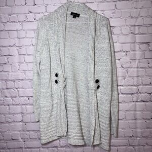 FORTUNE + IVY Womens Long Sleeve Open Cardigan Gray Size Medium